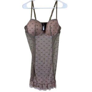 Y2K  Just Sexy Polka Dot Sheer Mesh Lingerie Dress 1X Coquette